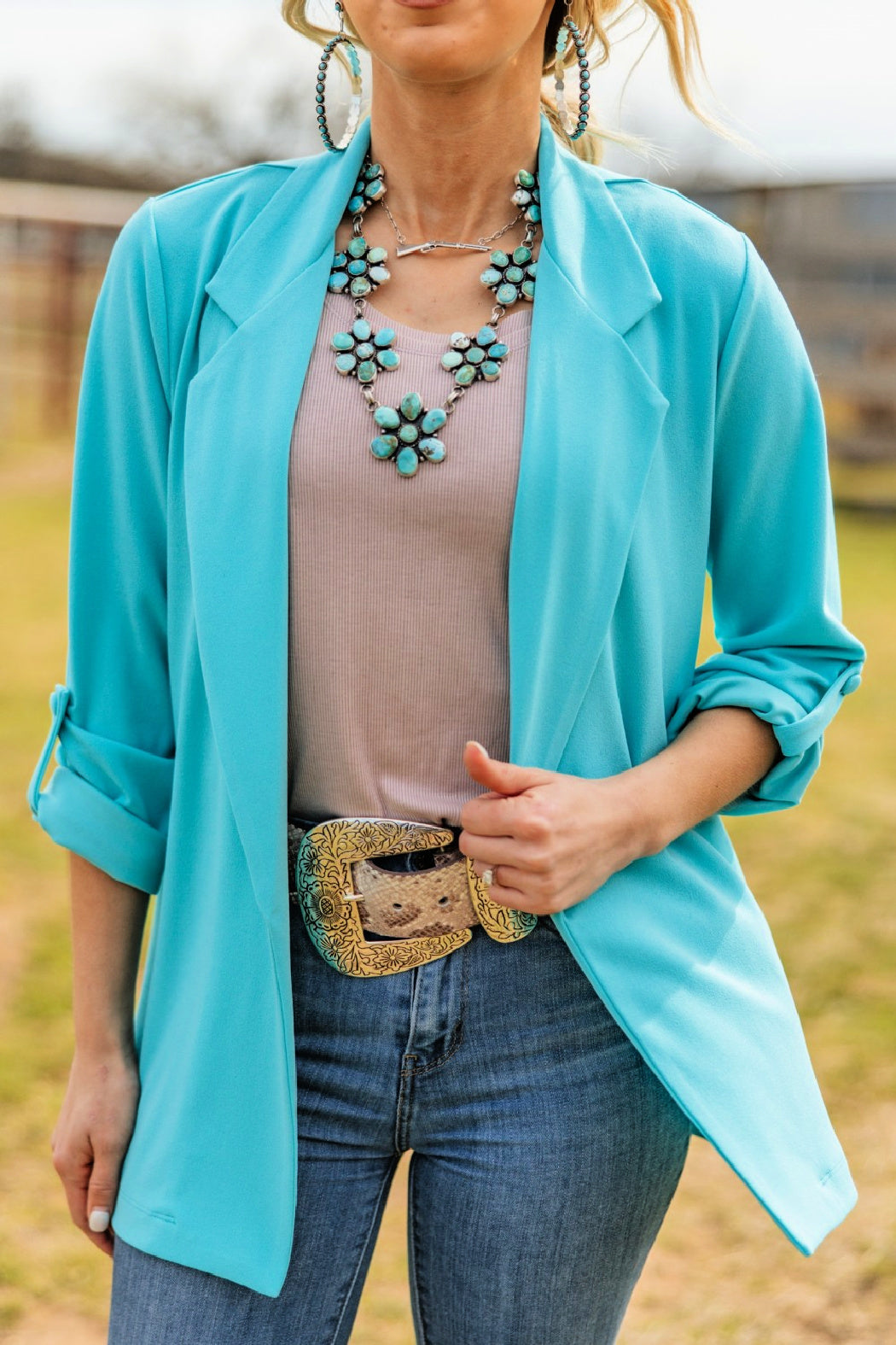 Boyfriend Blazer - Turquoise