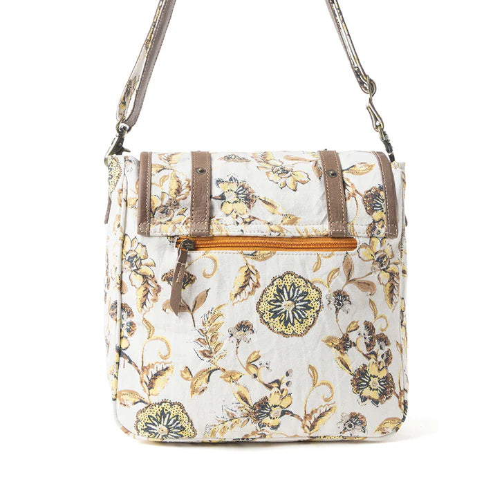 Myra Bag - Mesa Morning Glories Messenger Bag - Brown & White