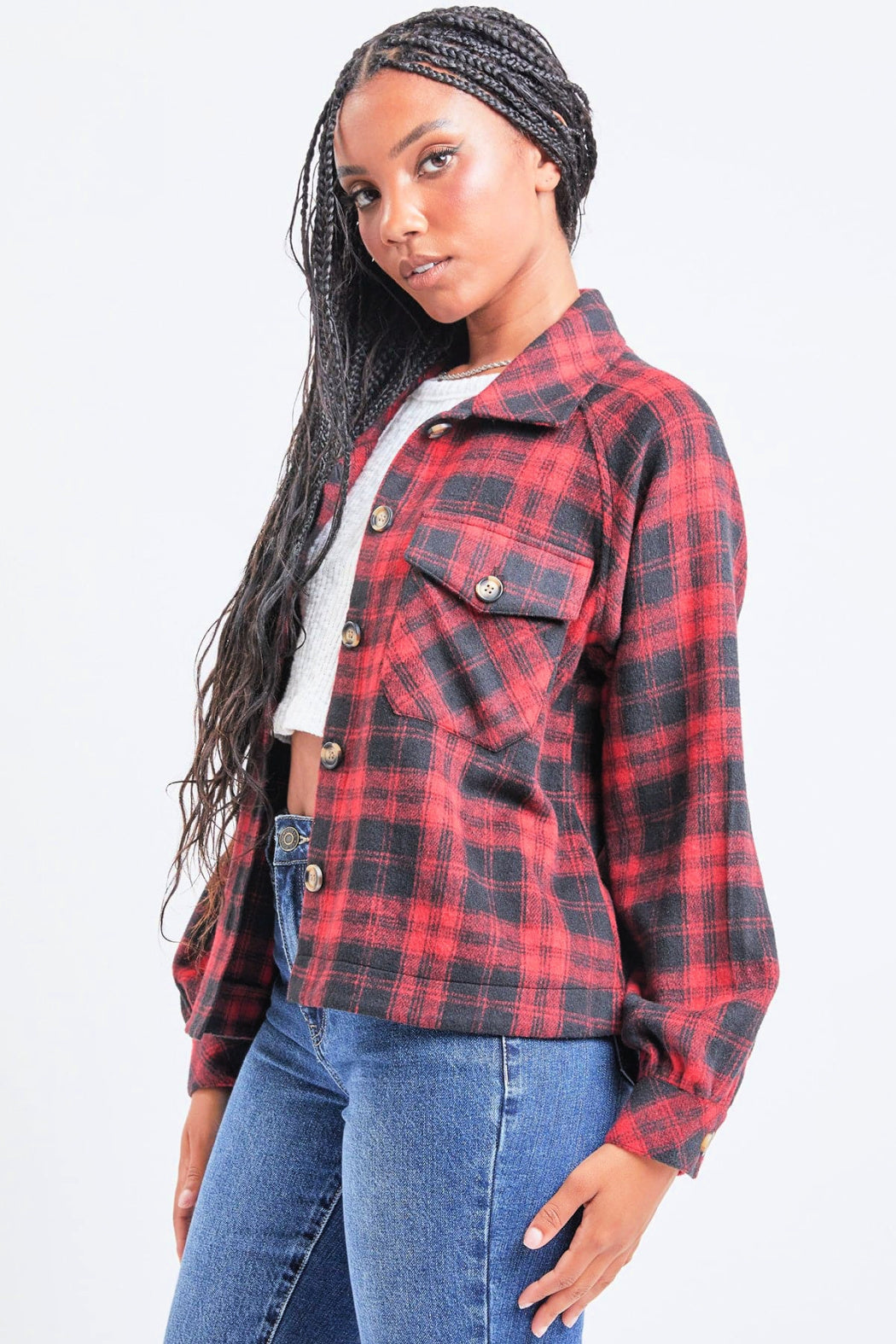 Cropped Boxy Plaid Shacket