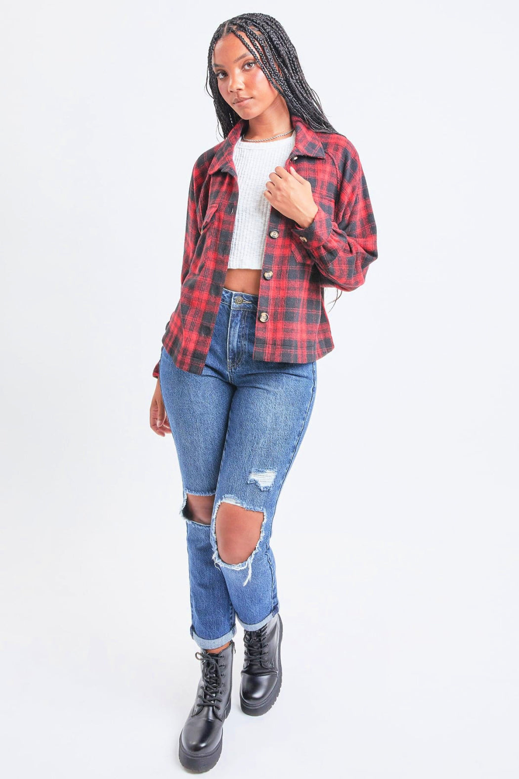 Cropped Boxy Plaid Shacket
