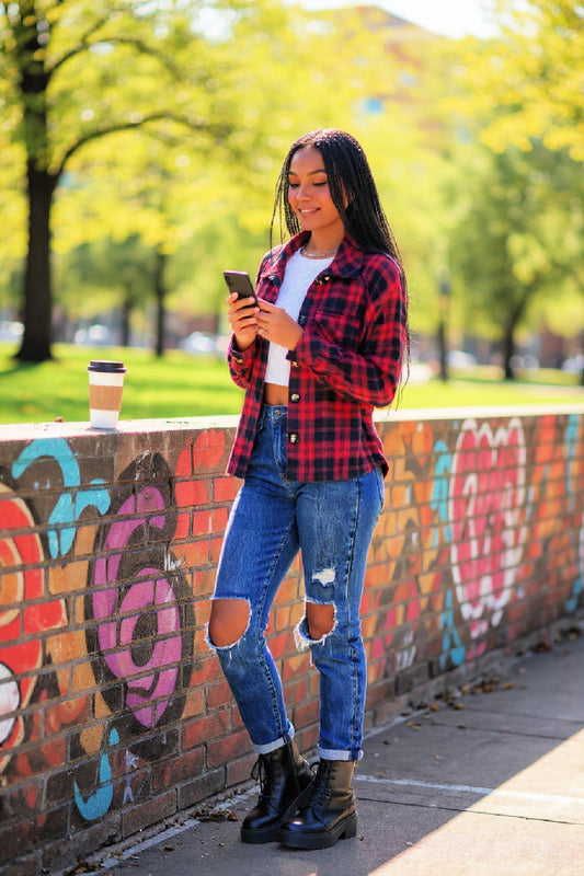 Cropped Boxy Plaid Shacket