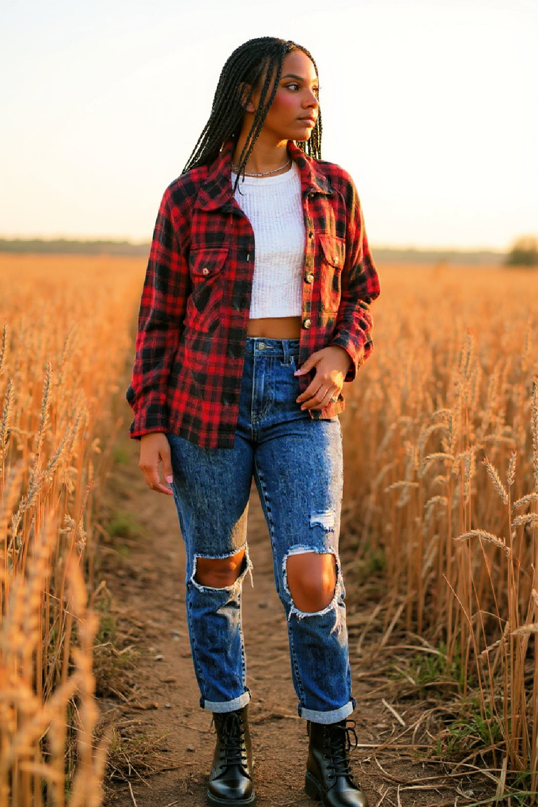 Cropped Boxy Plaid Shacket