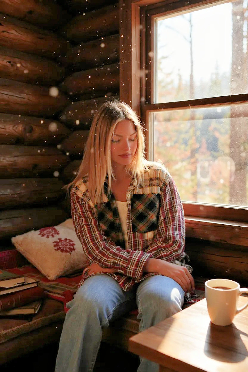 Mixed Plaid Print Button Down Shirt