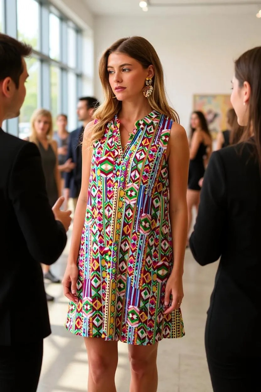 ON SALE - Dear Scarlett - Multi Color Aztec Print Tank Dress