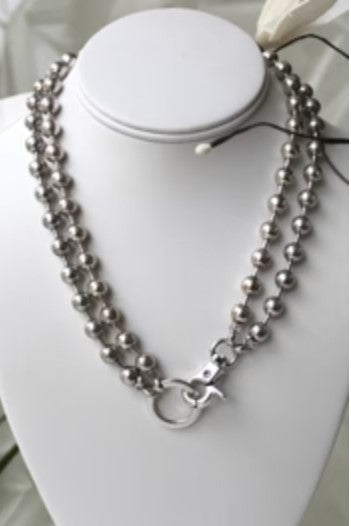 Convertible Short to Long Silver Ball Chain Necklace
