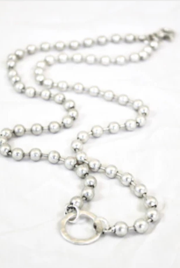 Convertible Short to Long Silver Ball Chain Necklace