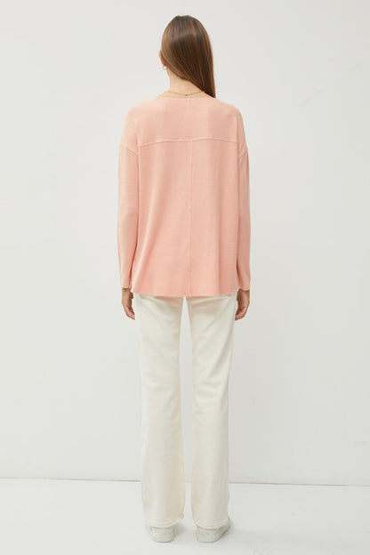 Hacci Brushed Knit Sweater Top - Apricot