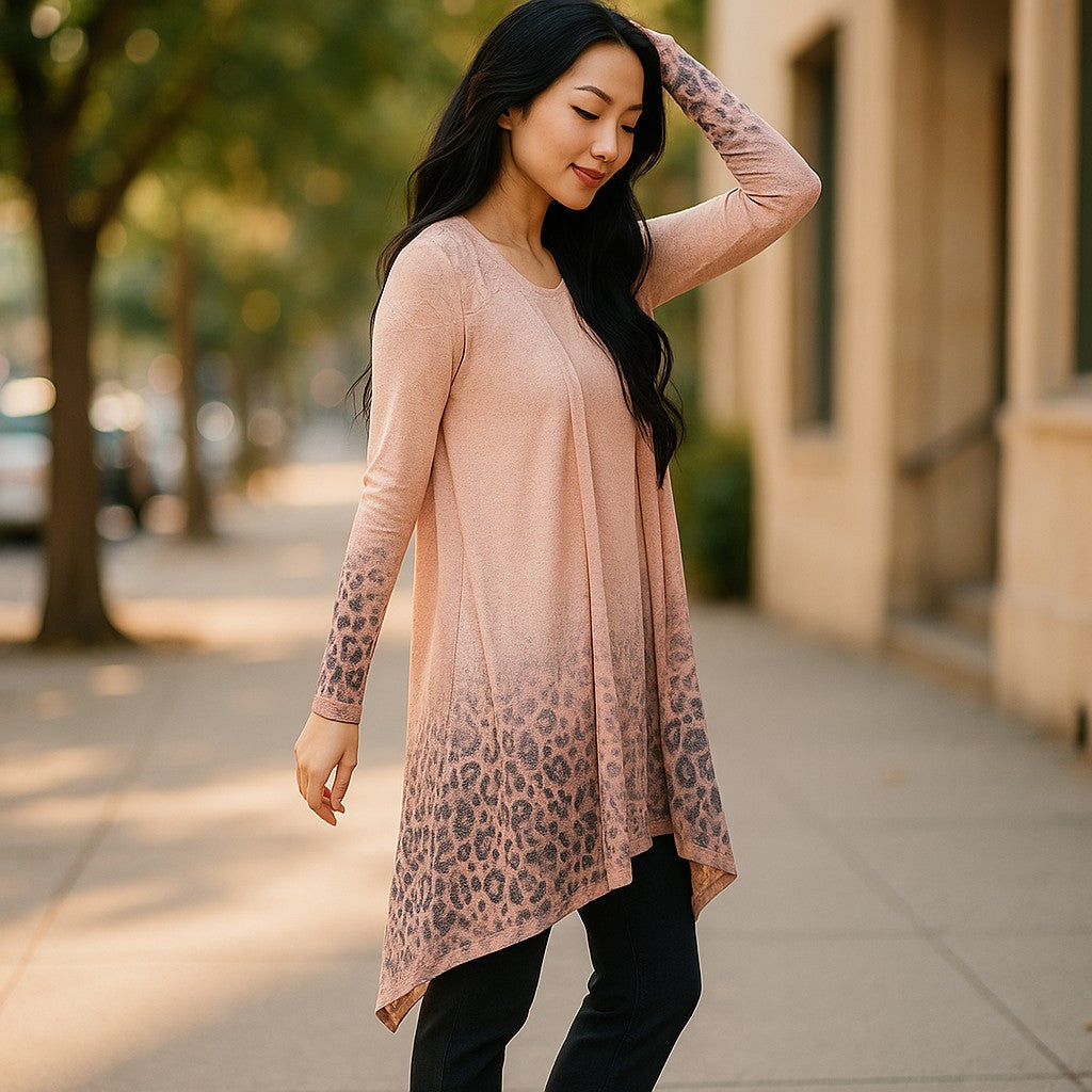 Animal Print Open Front Lightweight Cardigan