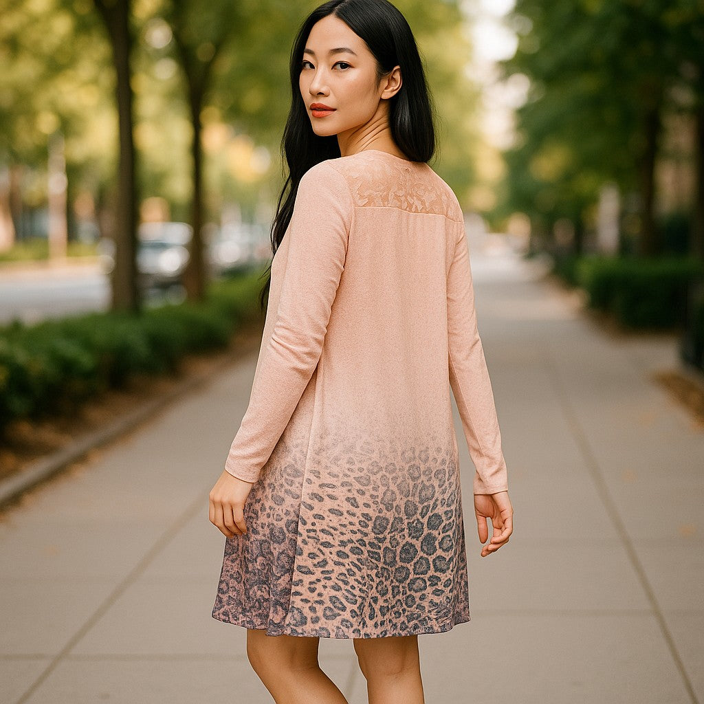 Animal Print Open Front Lightweight Cardigan