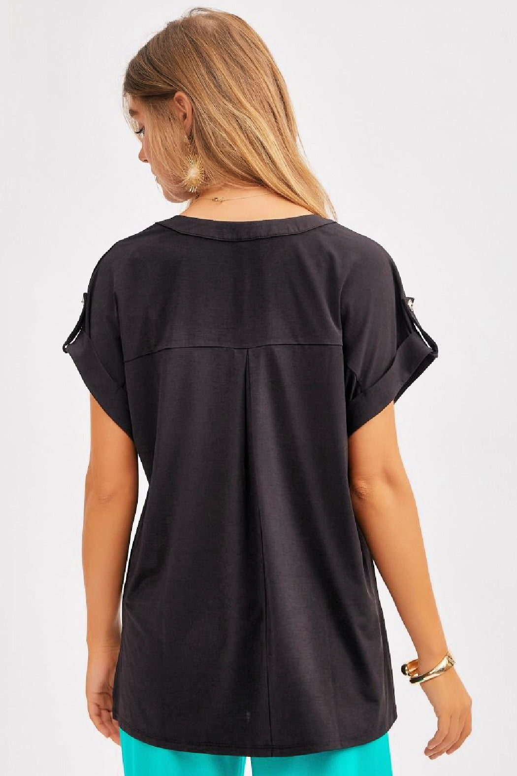 Dear Scarlett - Dolman Short Sleeve Top - Black