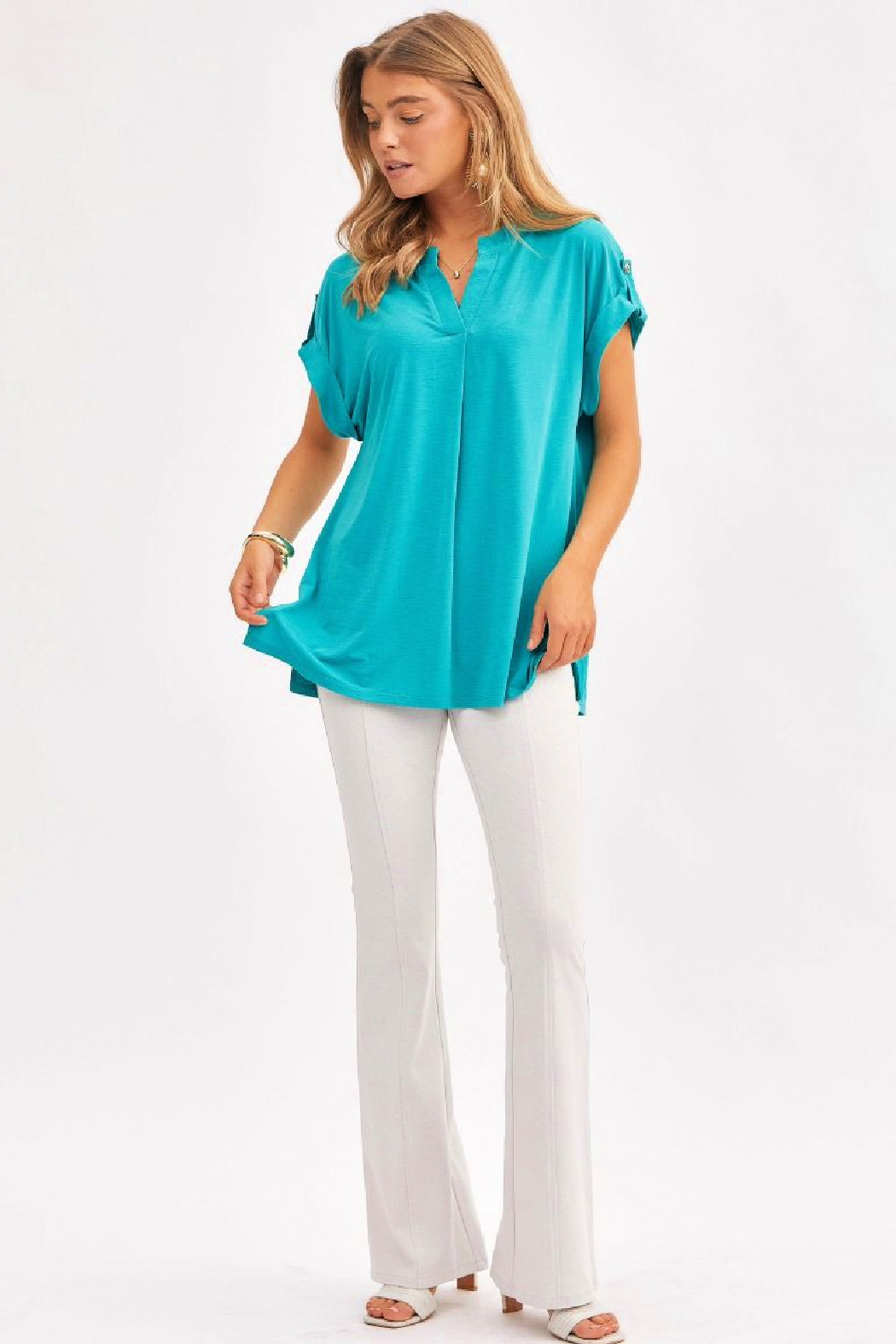 Dear Scarlett - Dolman Short Sleeve Top - Emerald