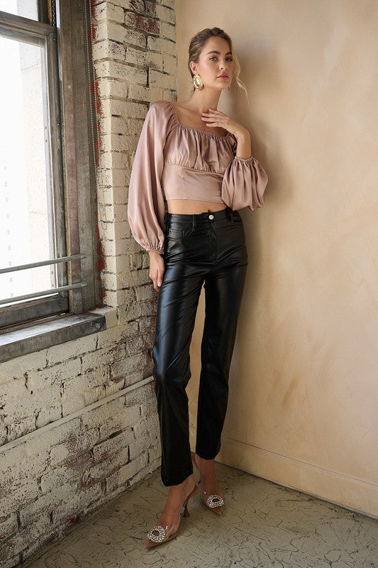 ON SALE - Faux Leather Black Pants