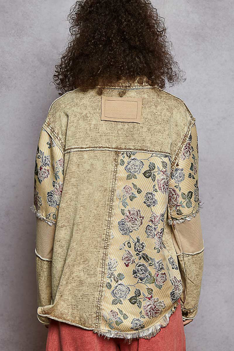 French Terry Jacket with Animal and Floral Contrast