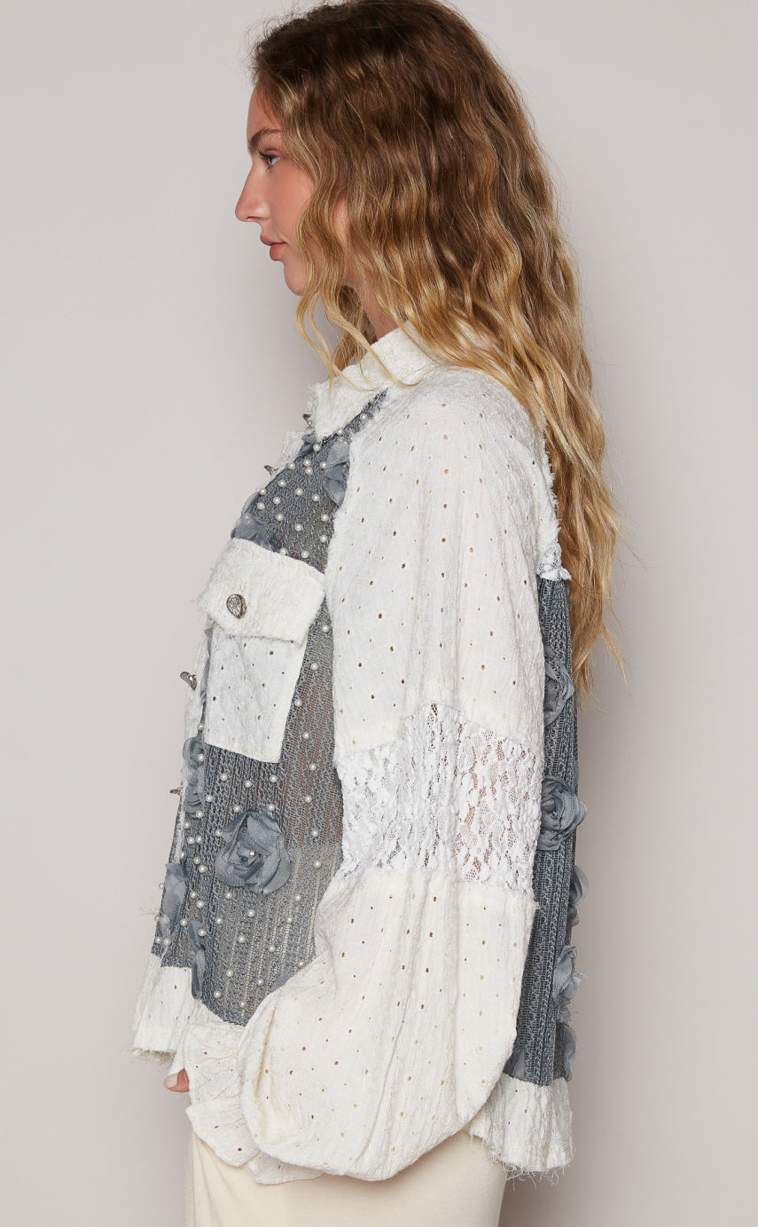 Balloon Sleeve Vintage Wash Jacket Top