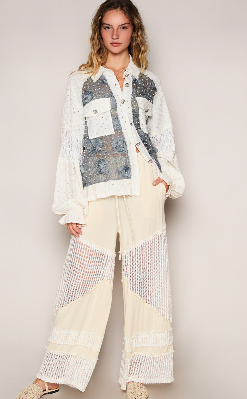 Balloon Sleeve Vintage Wash Jacket Top