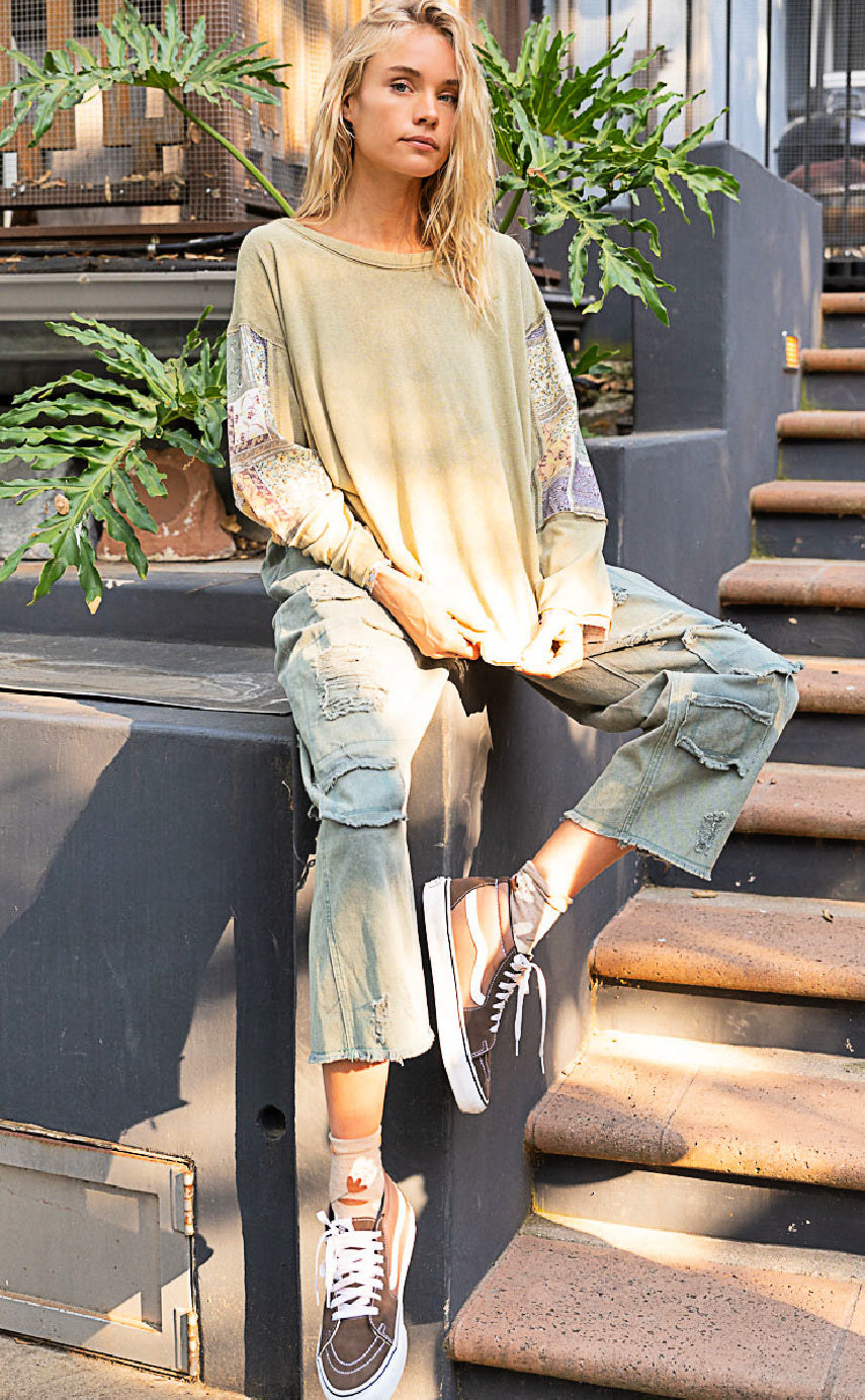 Patchwork Long Sleeve Top