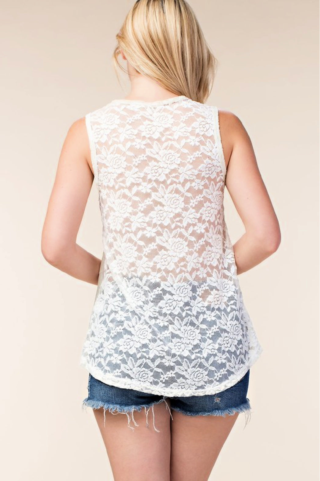 Lace Detail Tank Top - Ivory