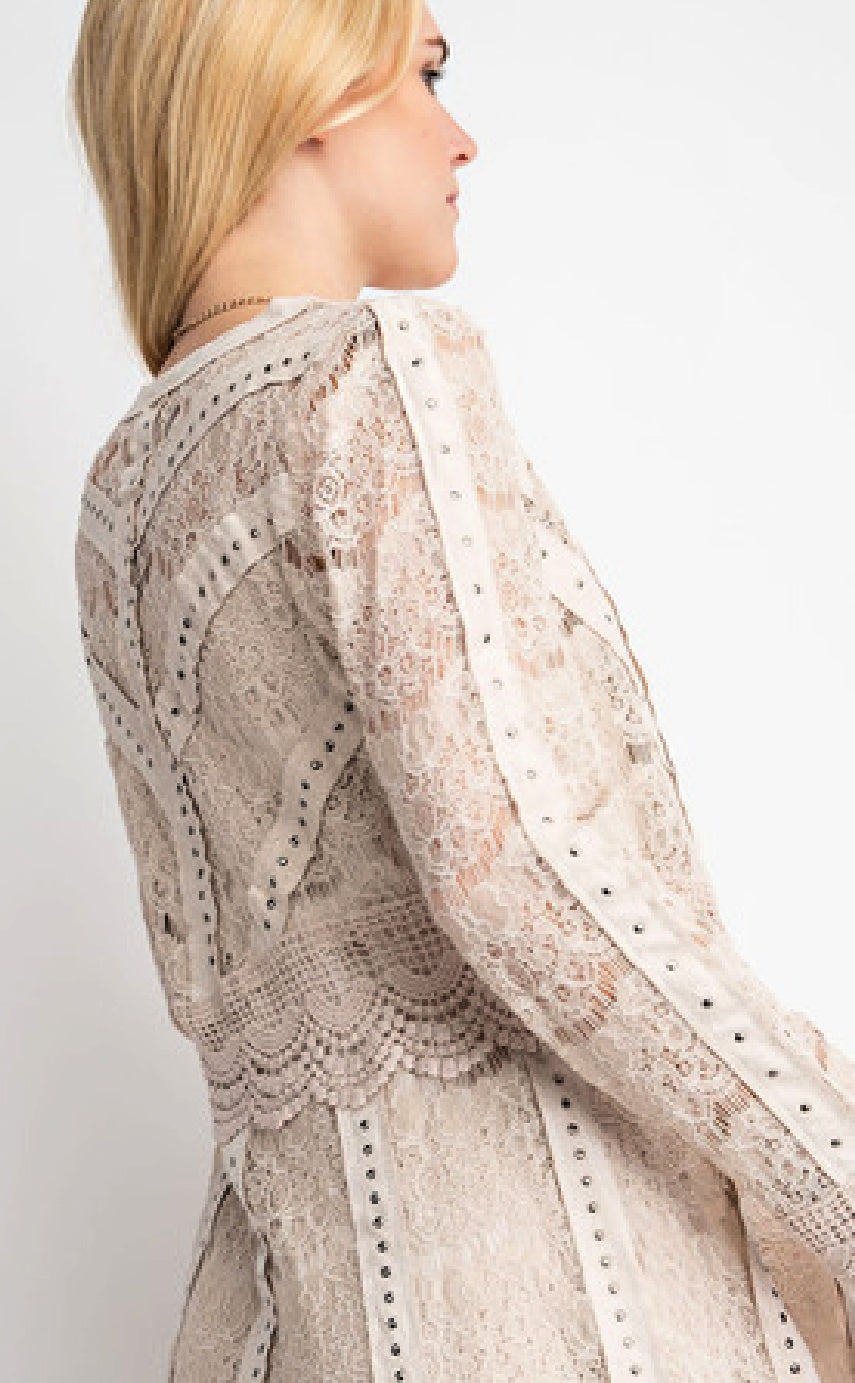 Long Sleeve Lace Knit Duster/Jacket
