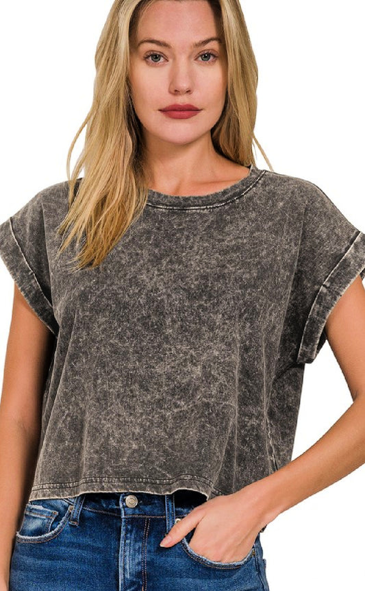 Short Sleeve Crop T-Shirt - Black