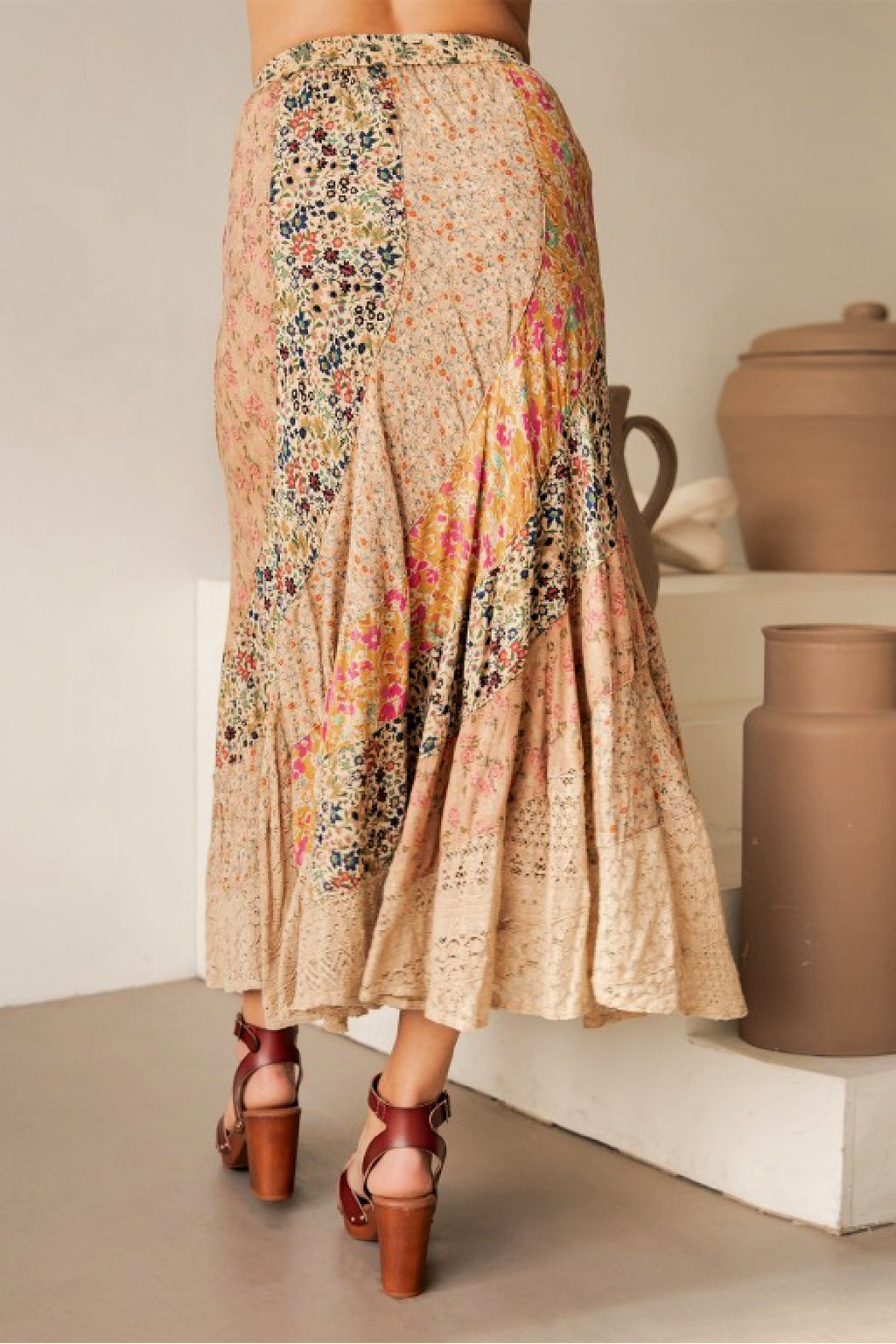 Patchwork A-Symmetrical Midi Skirt