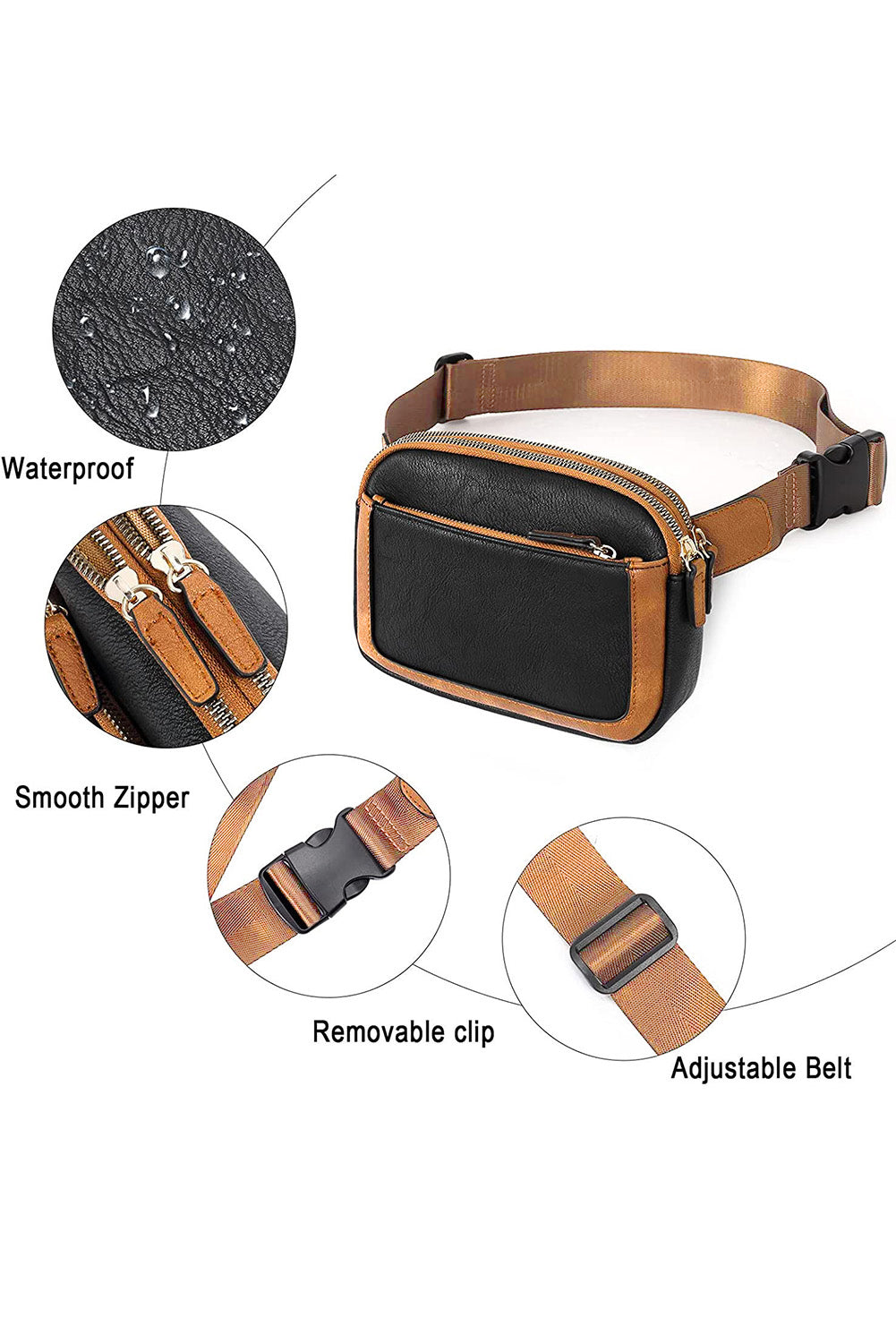 Black Adjustable Strap Mini Faux Leather Crossbody Bag