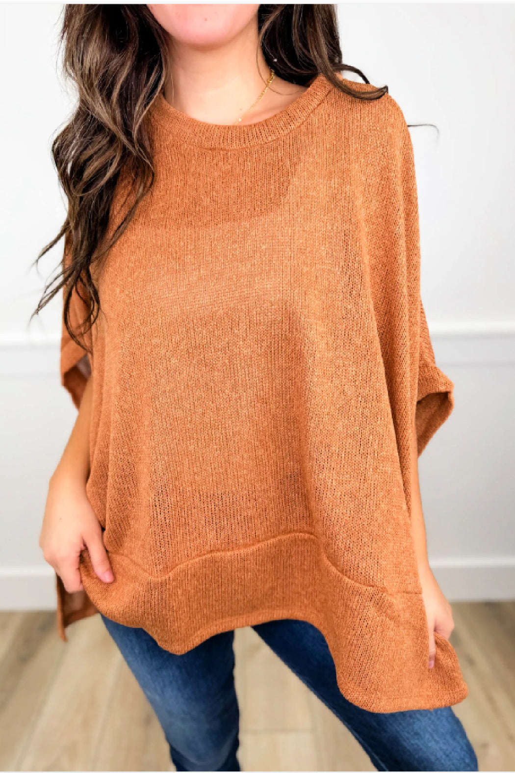 ON SALE - Knit Oversize Poncho Top - Toffee