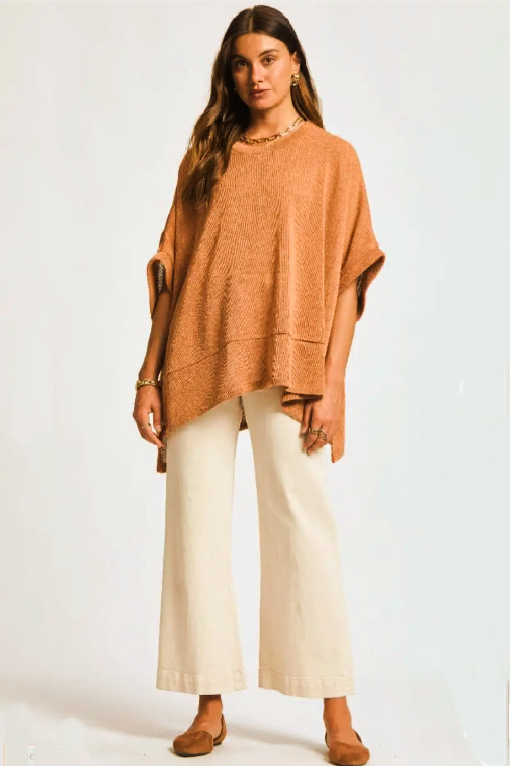 ON SALE - Knit Oversize Poncho Top - Toffee