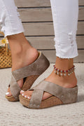Sienna Criss-Cross Platform Wedge Sandals – Boho Cutout PU Leather