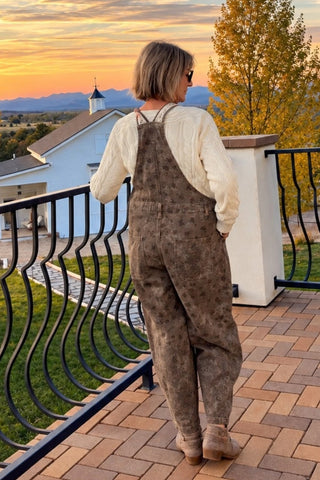 Vintage Womens Floral Washed Overalls for Womens Fall Outfits