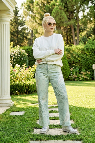 Elowen Vintage Floral Patchwork Straight-Leg Pants