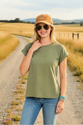 The Everyday Cotton Modal Slub Rolled Sleeve Tee - Olive