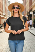 The Everyday Cotton Modal Slub Rolled Sleeve Tee - Black