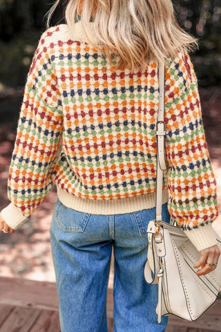 Multi-Color Dotty Knit Cardigan