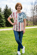 Sequin Star and Patriotic Rose Top