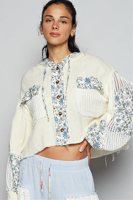 Crop Gauze and Floral Jacket