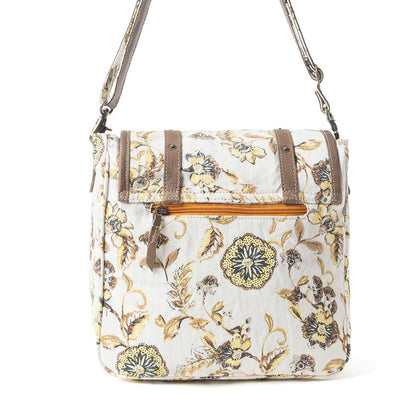 Myra Bag - Mesa Morning Glories Messenger Bag - Brown & White