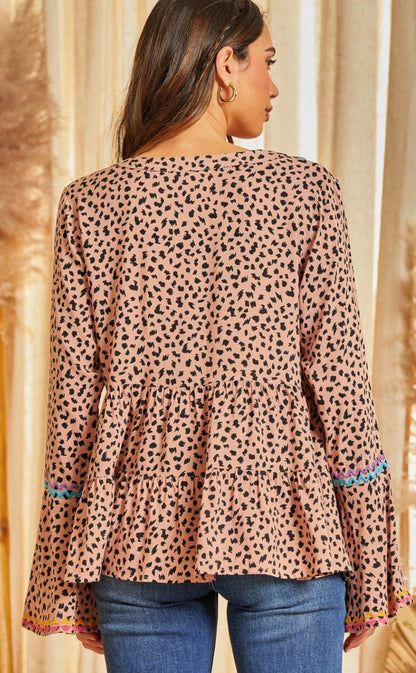 ON SALE!! Leopard Print Baby Doll Top