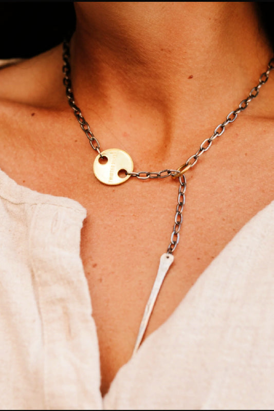 Twisted Silver Tine Mixed Metal Necklace