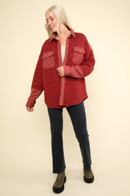 SALE - Oversized Quilted Jacket - Brick Red