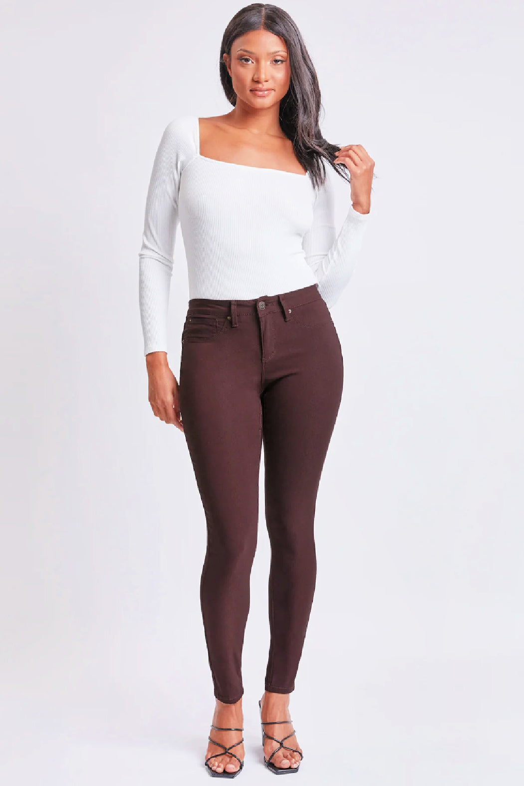 YMI hyperstretch jean in a dark berry color