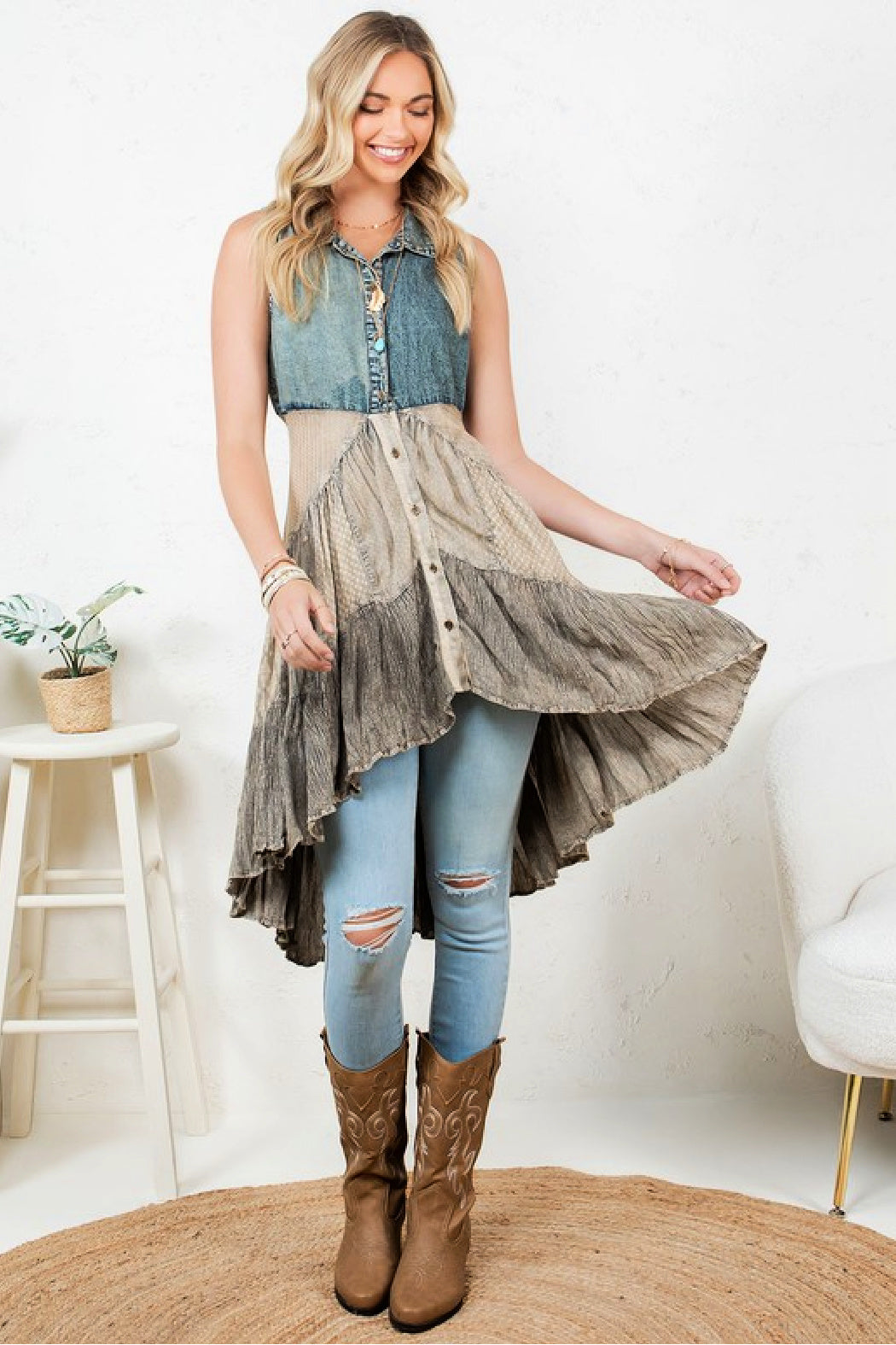 Open Front Vest Dress