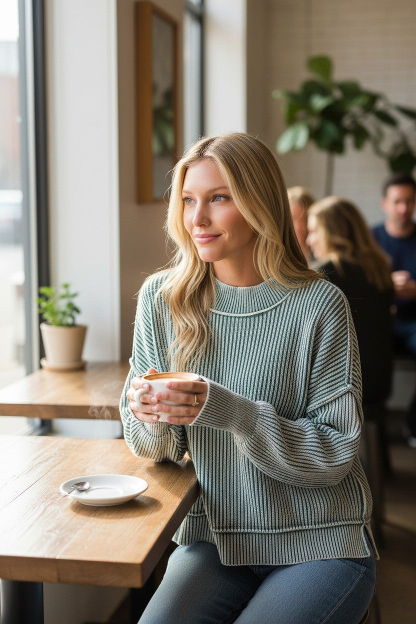 Oversized Washed Rib Sweater
