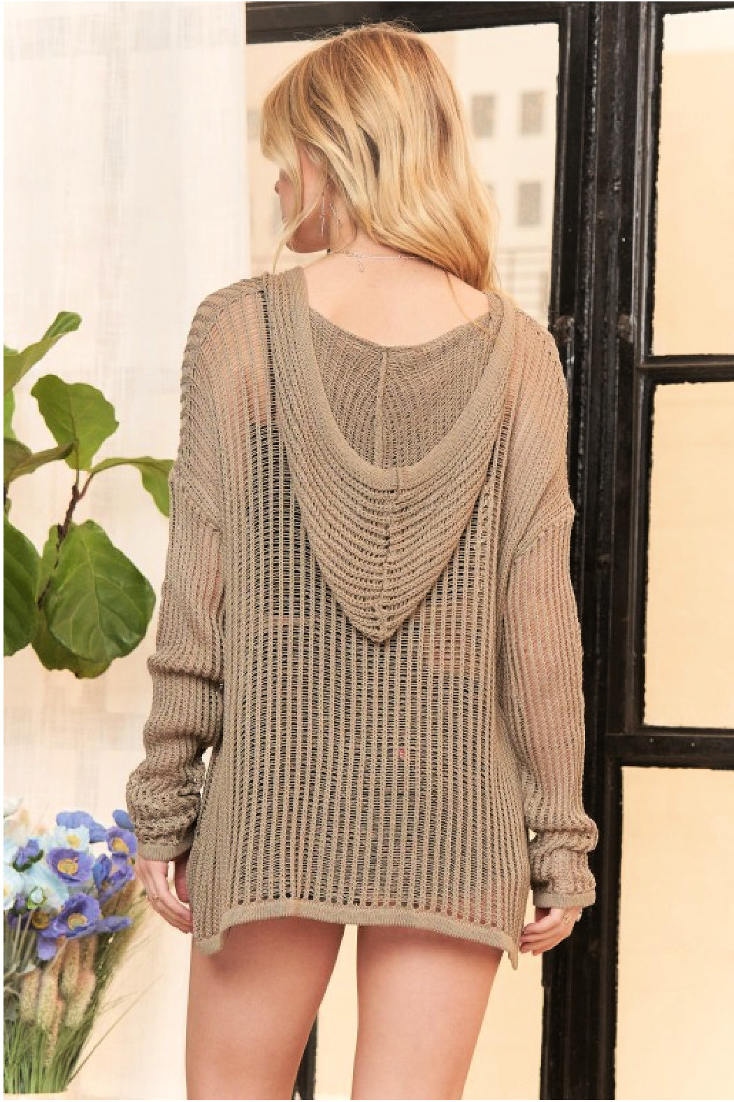 ON SALE - Crochet Hoodie Pullover Top