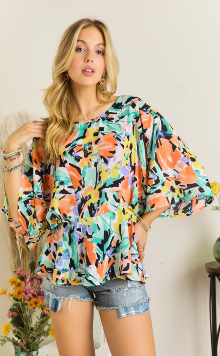 On SALE - Floral Peplum Blouse