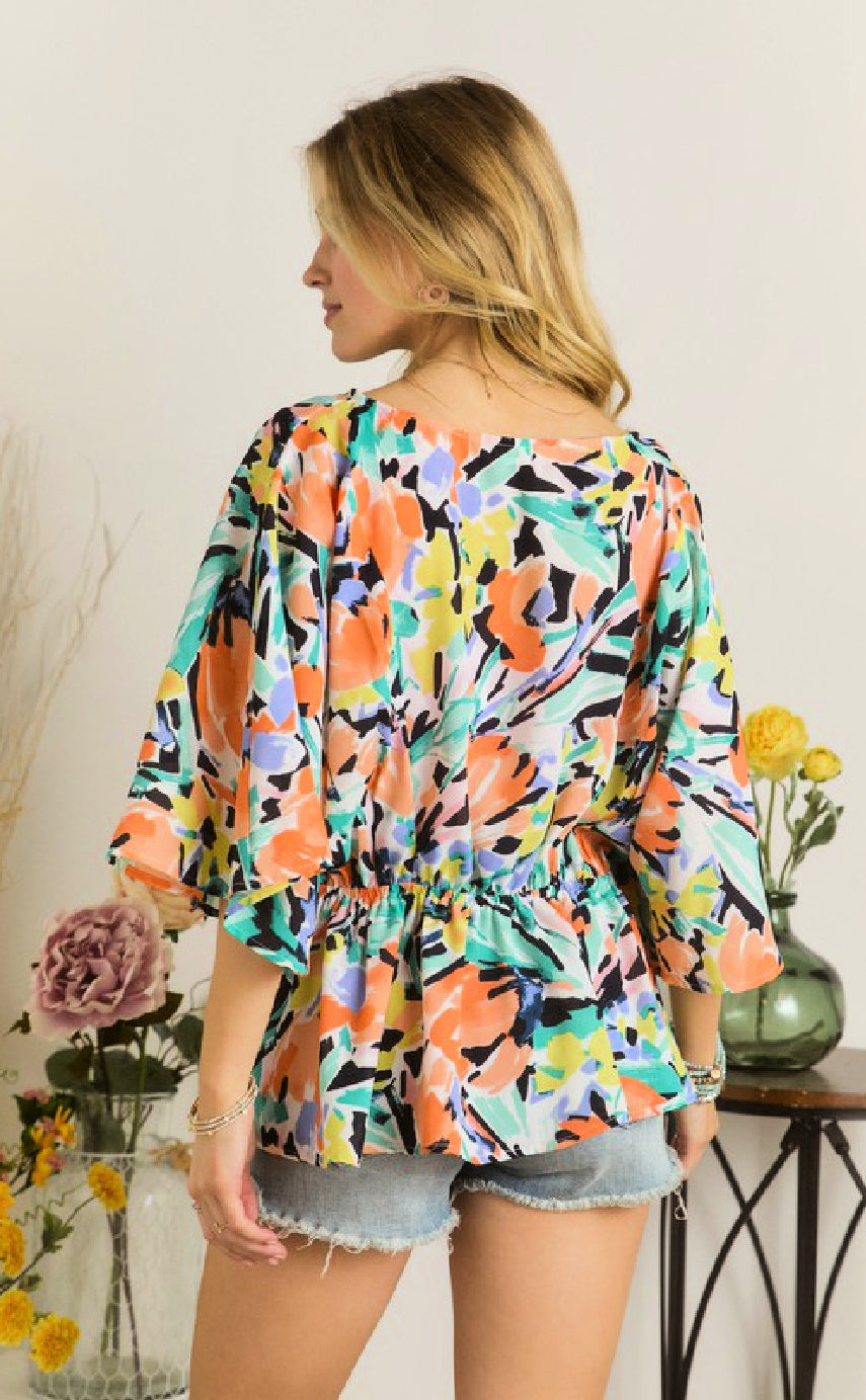 On SALE - Floral Peplum Blouse