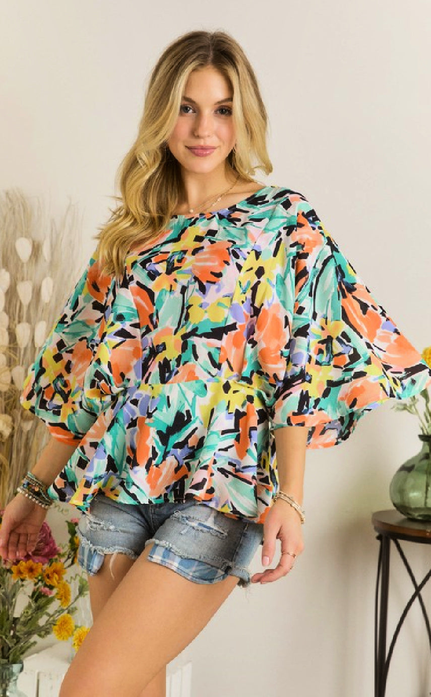 On SALE - Floral Peplum Blouse