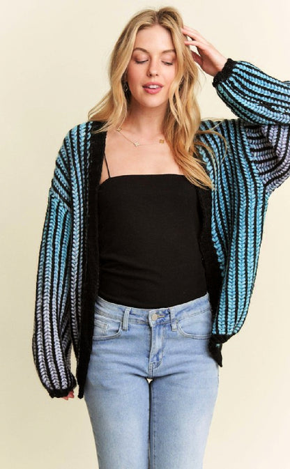 Ombre Sweater Cardigan - Blue