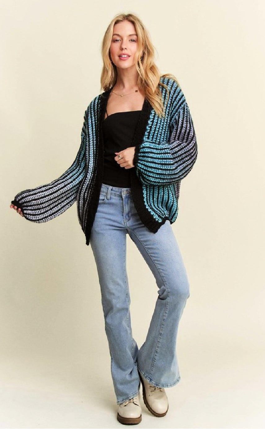 Ombre Sweater Cardigan - Blue