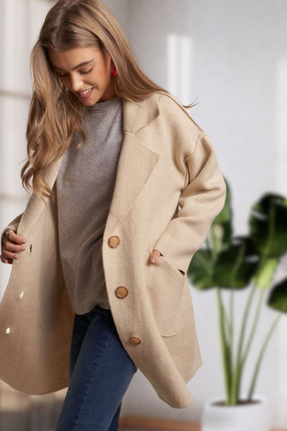 Button Down Sweater Coat - Oatmeal