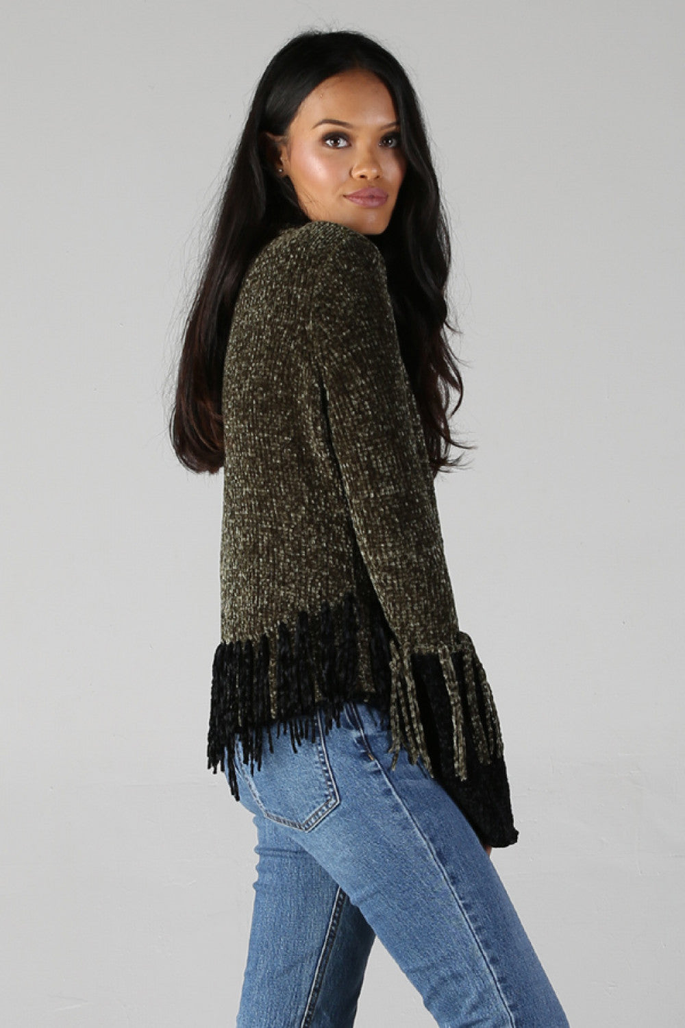 Olive Chenille Turtleneck Pullover Sweater